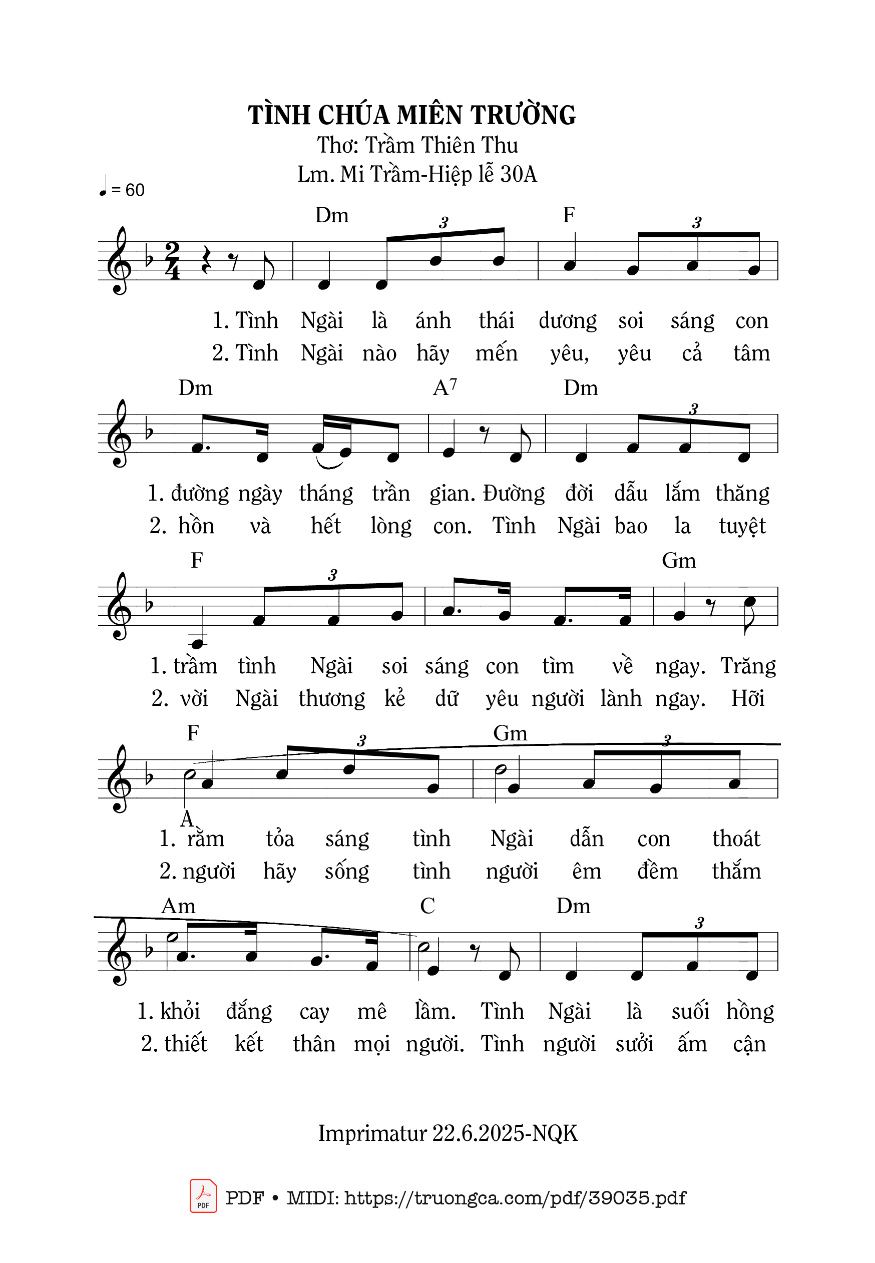 Trang 1 của Sheet nhạc PDF bài hát Tình Chúa Miên Trường - Mi Trầm