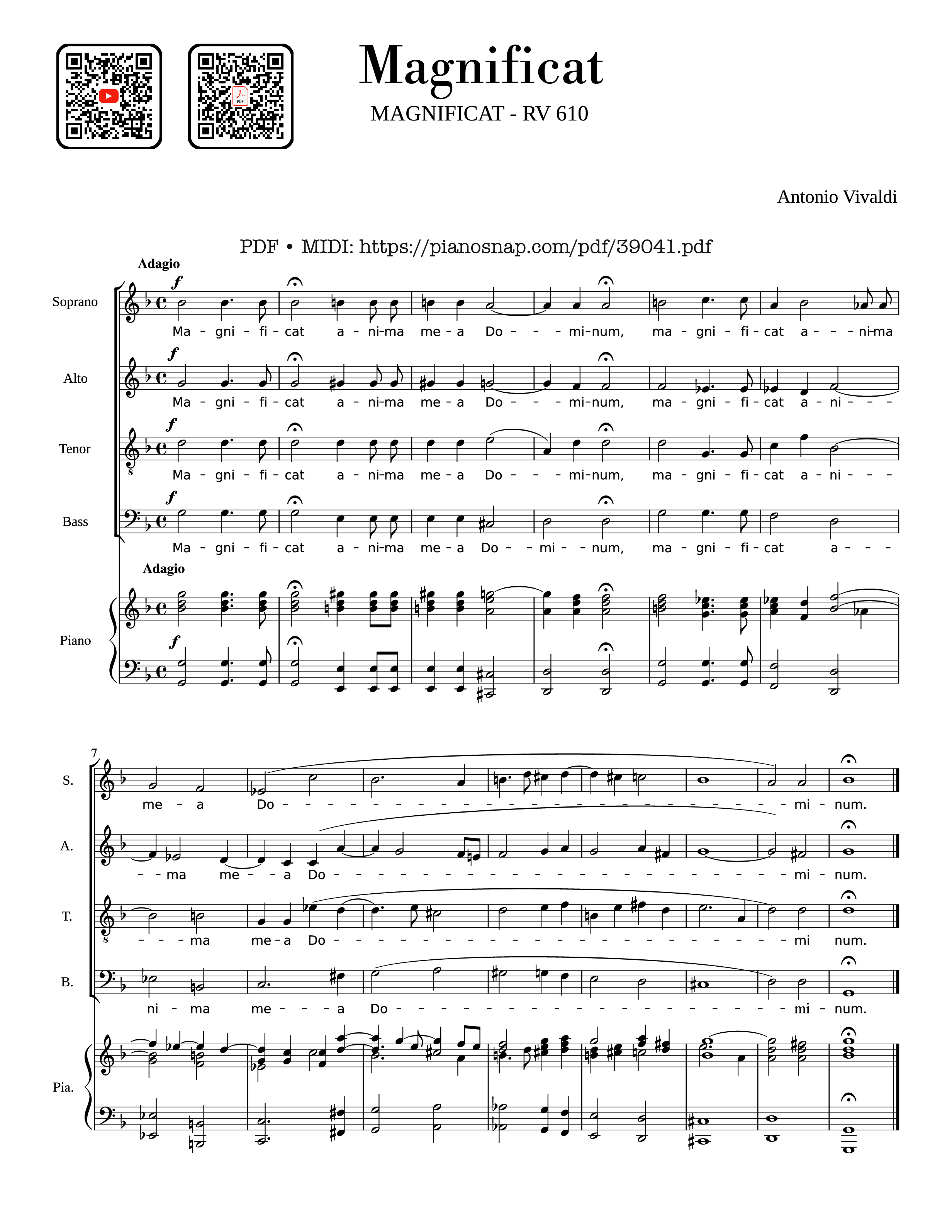 Trang 1 của Sheet nhạc PDF bài hát Magnificat-RV 610, 1 Magnificat by Antonio Vivaldi - Antonio Vivaldi