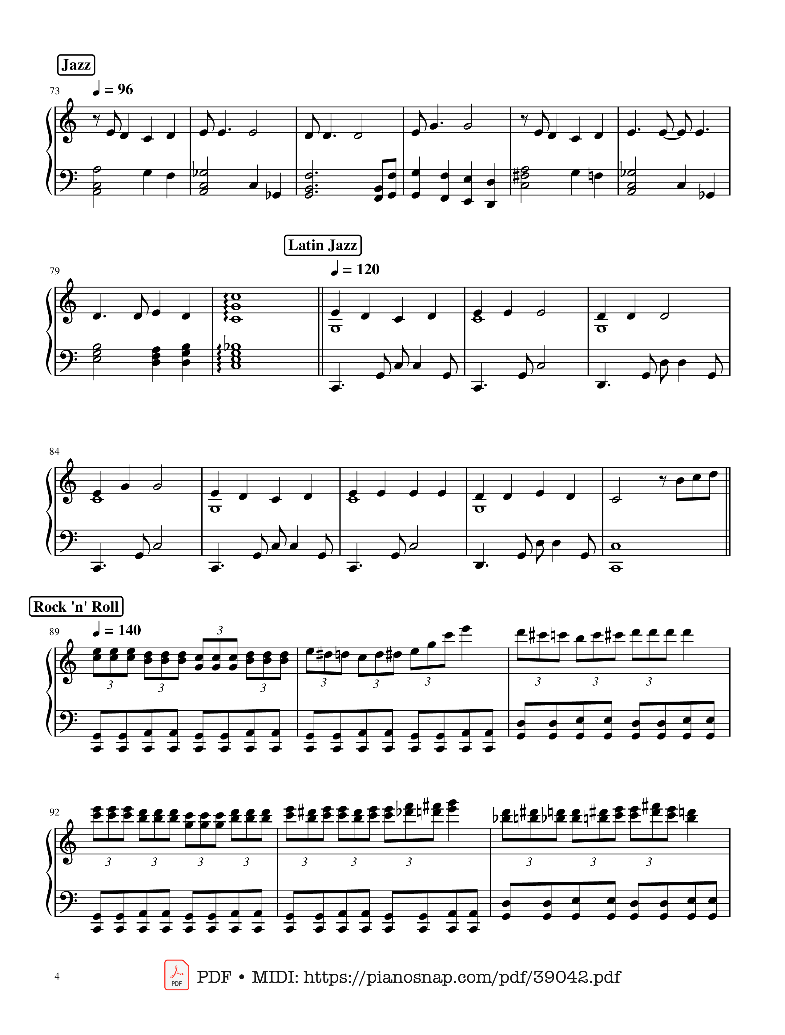 Trang 4 của Sheet nhạc PDF bài hát Mary had a Little Lamb - variations through time Piano - Words by Sarah Josepha Hale