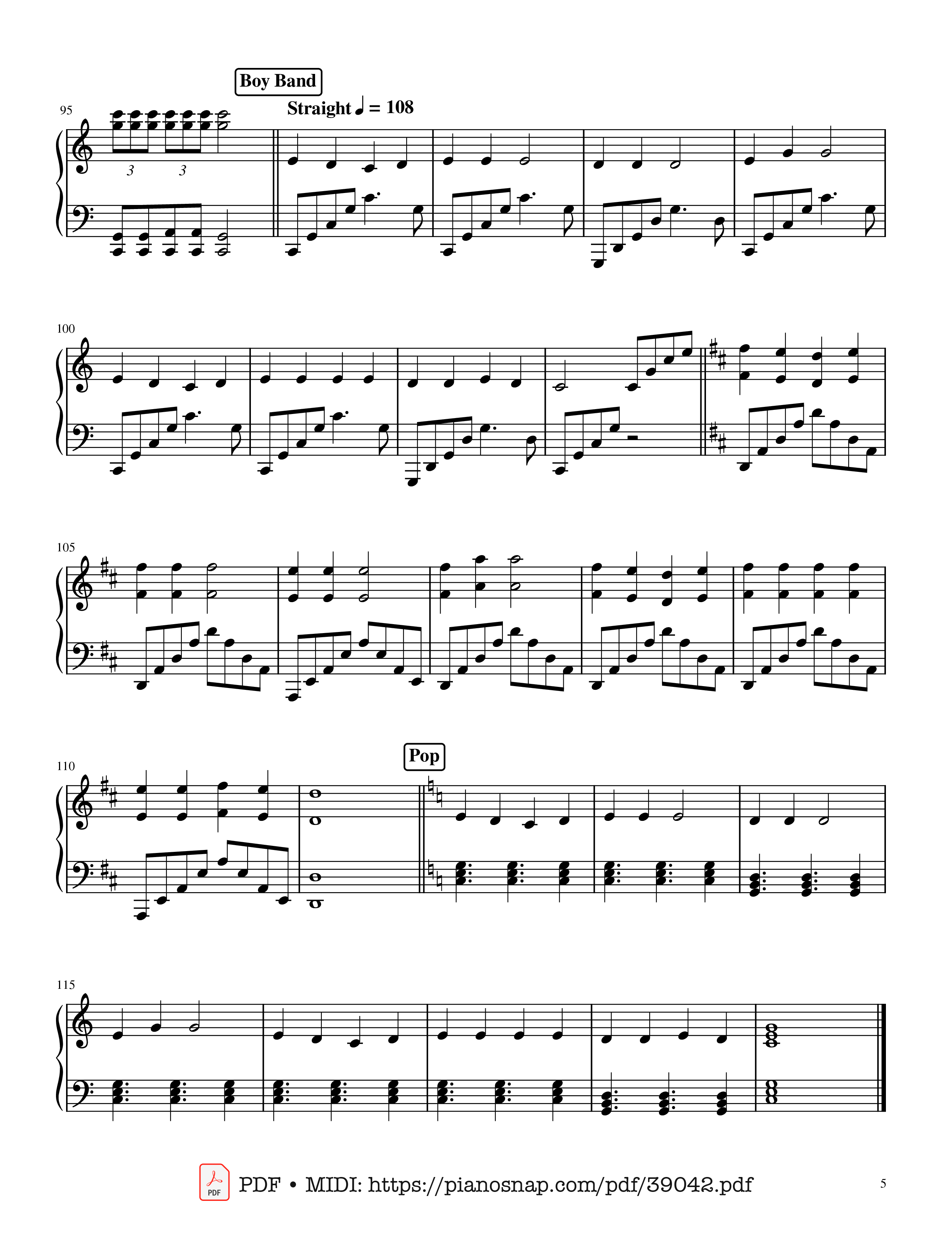 Trang 5 của Sheet nhạc PDF bài hát Mary had a Little Lamb - variations through time Piano - Words by Sarah Josepha Hale
