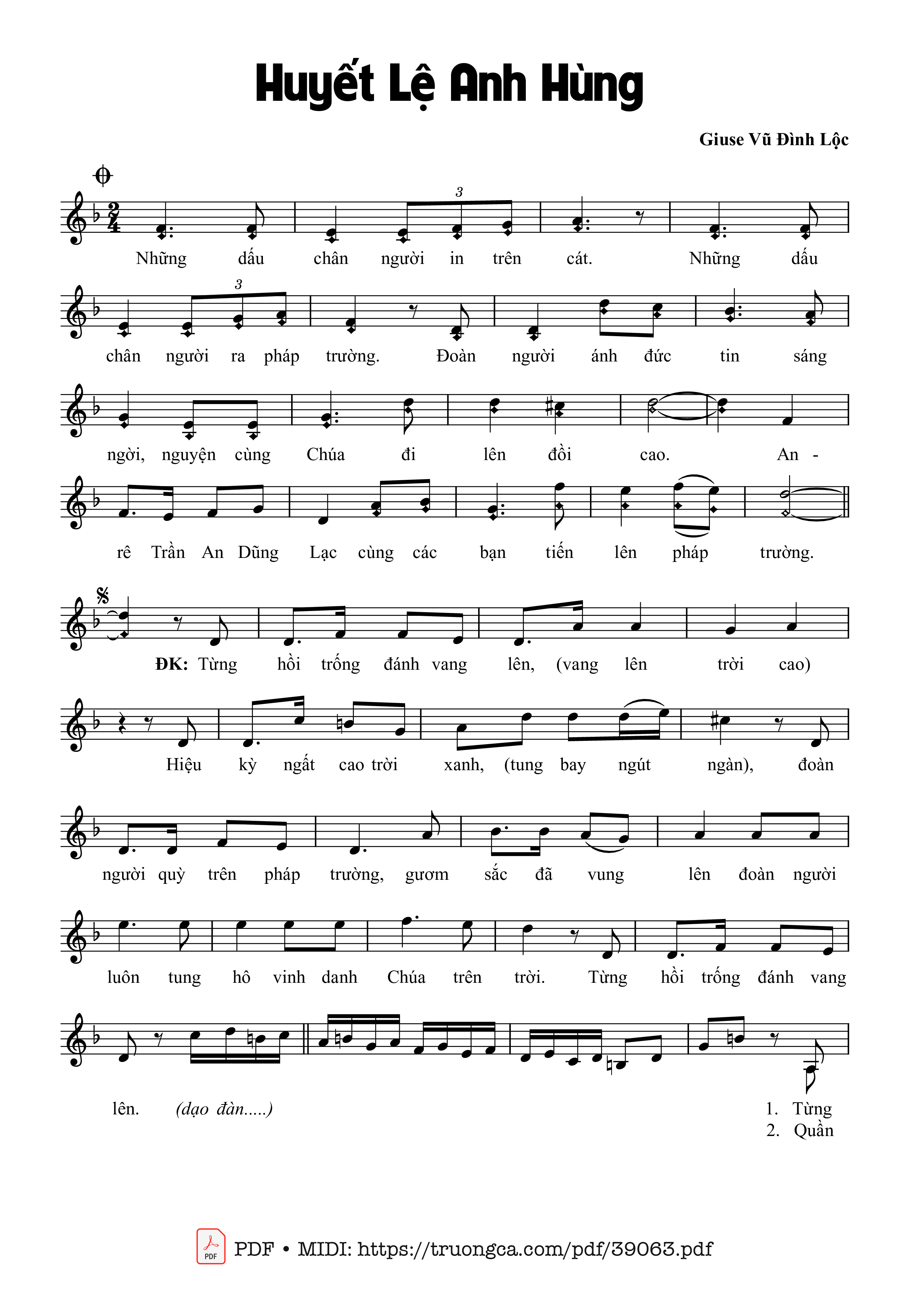 Trang 1 của Sheet nhạc PDF bài hát Huyết Lệ Anh Hùng - Vũ Đình Lộc