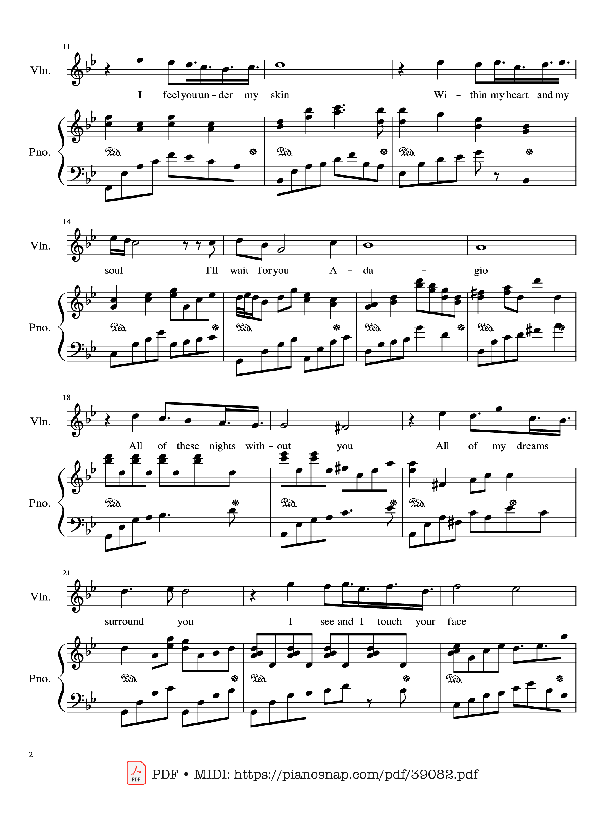 Trang 2 của Sheet nhạc PDF Piano bài hát Adagio (Lara Fabian) Violin & Piano - Albinoni