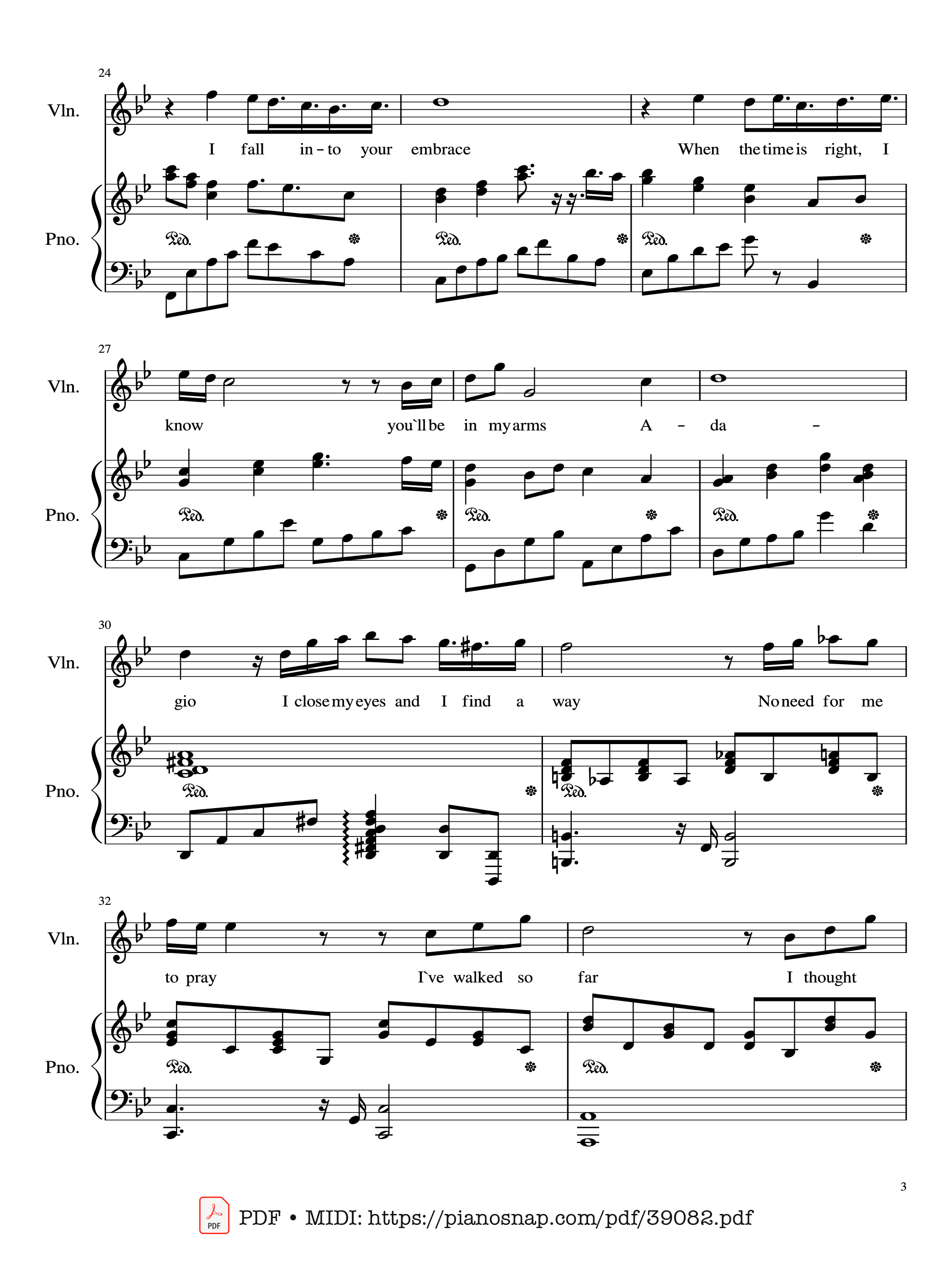 Trang 3 của Sheet nhạc PDF Piano bài hát Adagio (Lara Fabian) Violin & Piano - Albinoni