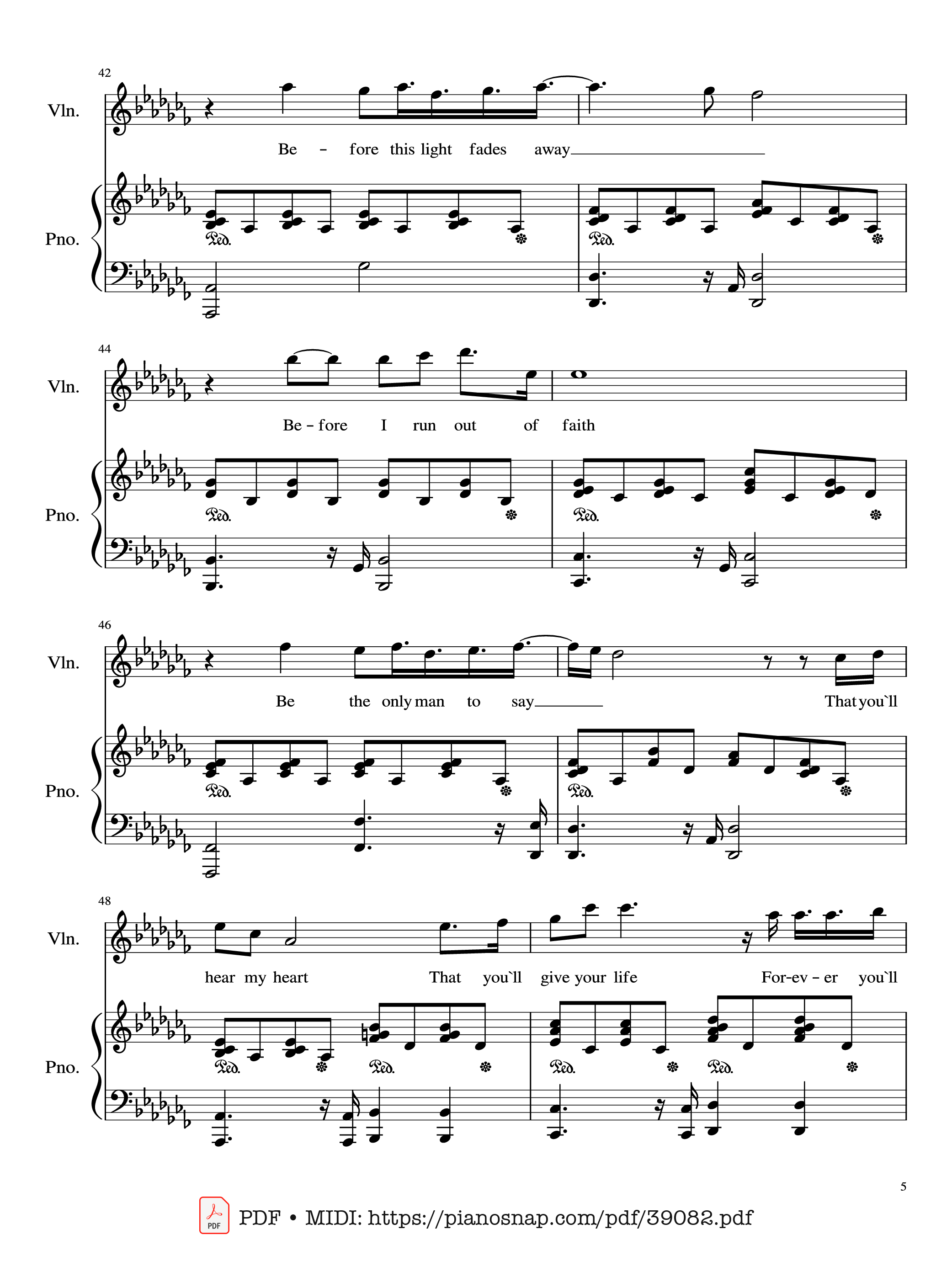 Trang 5 của Sheet nhạc PDF Piano bài hát Adagio (Lara Fabian) Violin & Piano - Albinoni