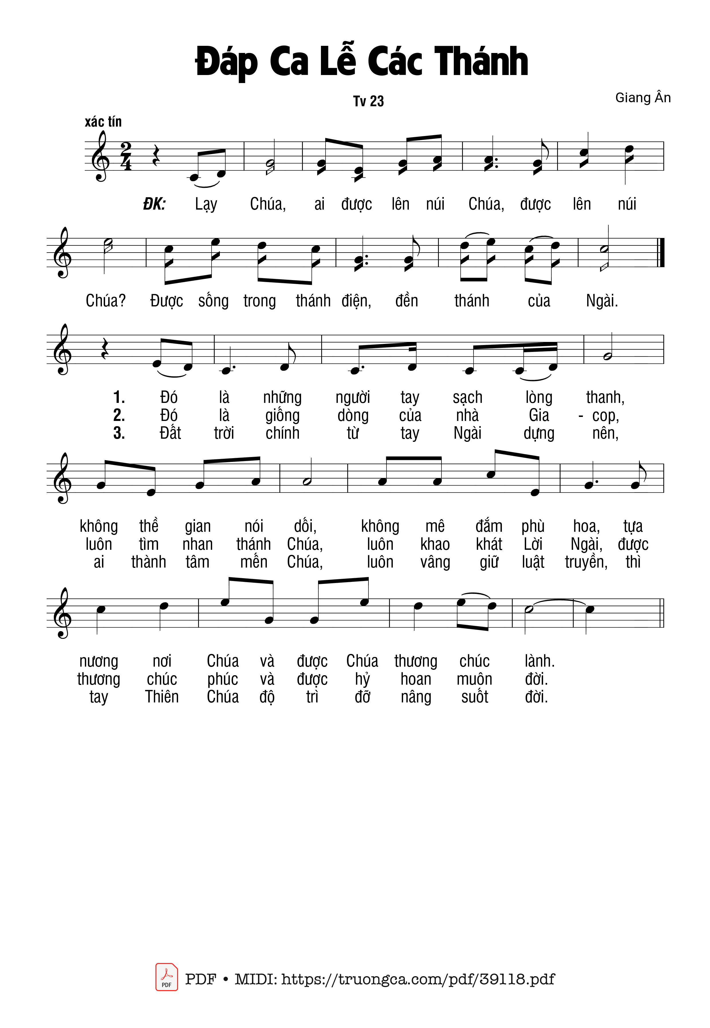 Trang 1 của Sheet nhạc PDF bài hát Đáp Ca Lễ Các Thánh (Thánh Vịnh 23) - Giang Ân
