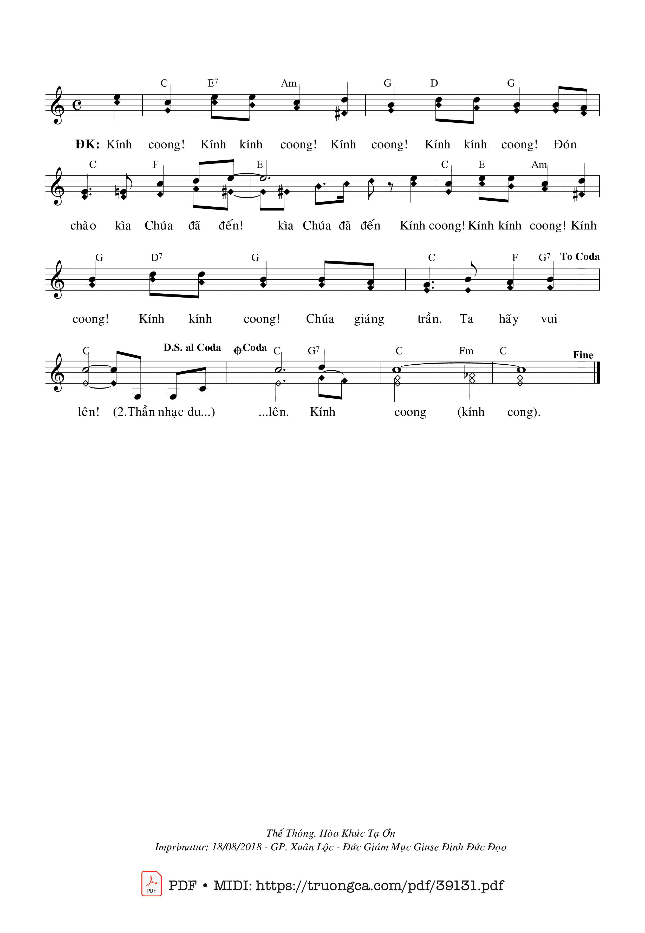 Trang 2 của Sheet nhạc PDF bài hát Kính Coong Mừng Chúa Giáng Trần - Thế Thông