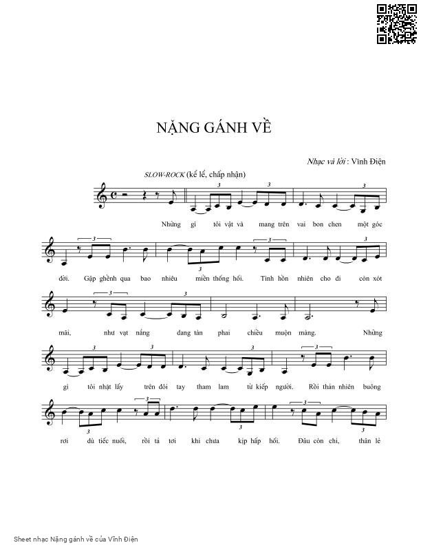 Sheet nhạc Nặng gánh về