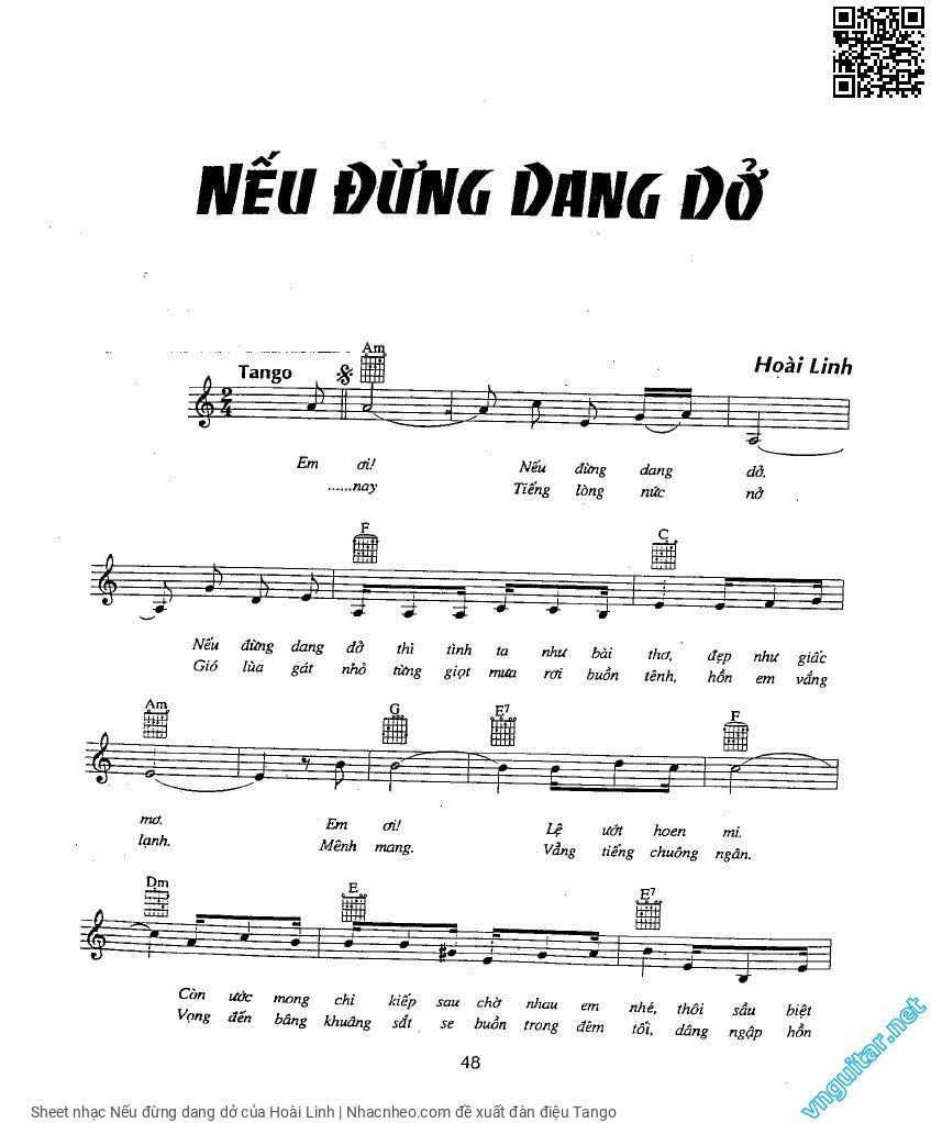 Trang 1 của Sheet nhạc PDF bài hát Nếu đừng dang dở - Hoài Linh, Em  ơi nếu đừng dang dở nếu đừng dang  dở. Thì tình ta như bài  thơ đẹp như giấc mơ