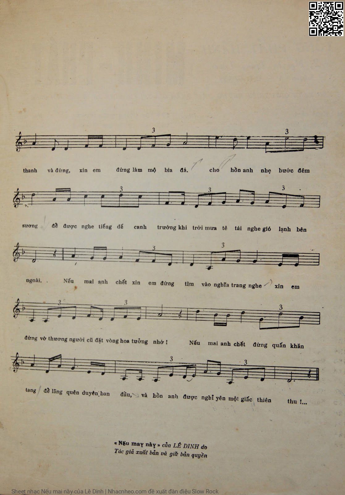Trang 3 của Sheet nhạc PDF bài hát Nếu mai này - Lê Dinh, Nếu mai anh chết xin em đừng buồn đừng nhớ nghe  em. Xin em  đừng đừng thương đừng  tiếc