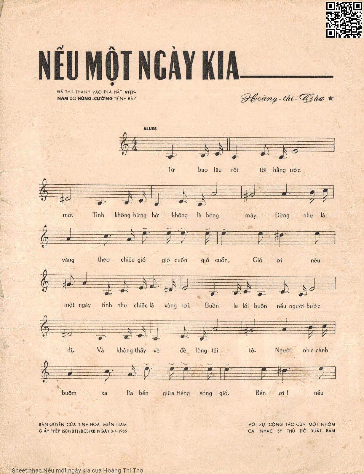 Trang 2 của Sheet nhạc PDF bài hát Nếu một ngày kia - Hoàng Thi Thơ, 1.  Từ bao lâu rồi tôi thầm  ước  mơ. Tình không hững hờ không là  bóng  mây Đừng như lá vàng theo chiều  gió, gió cuốn gió cuốn