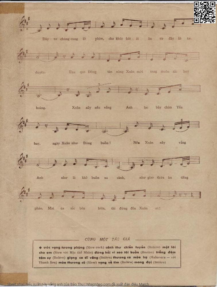 Trang 3 của Sheet nhạc PDF bài hát Nếu xuân này vắng anh - Bảo Thu, 1. Xuân đã về anh có  hay. Hoa bướm  vui mùa xum  vầy Nơi phương trời anh có  nhớ