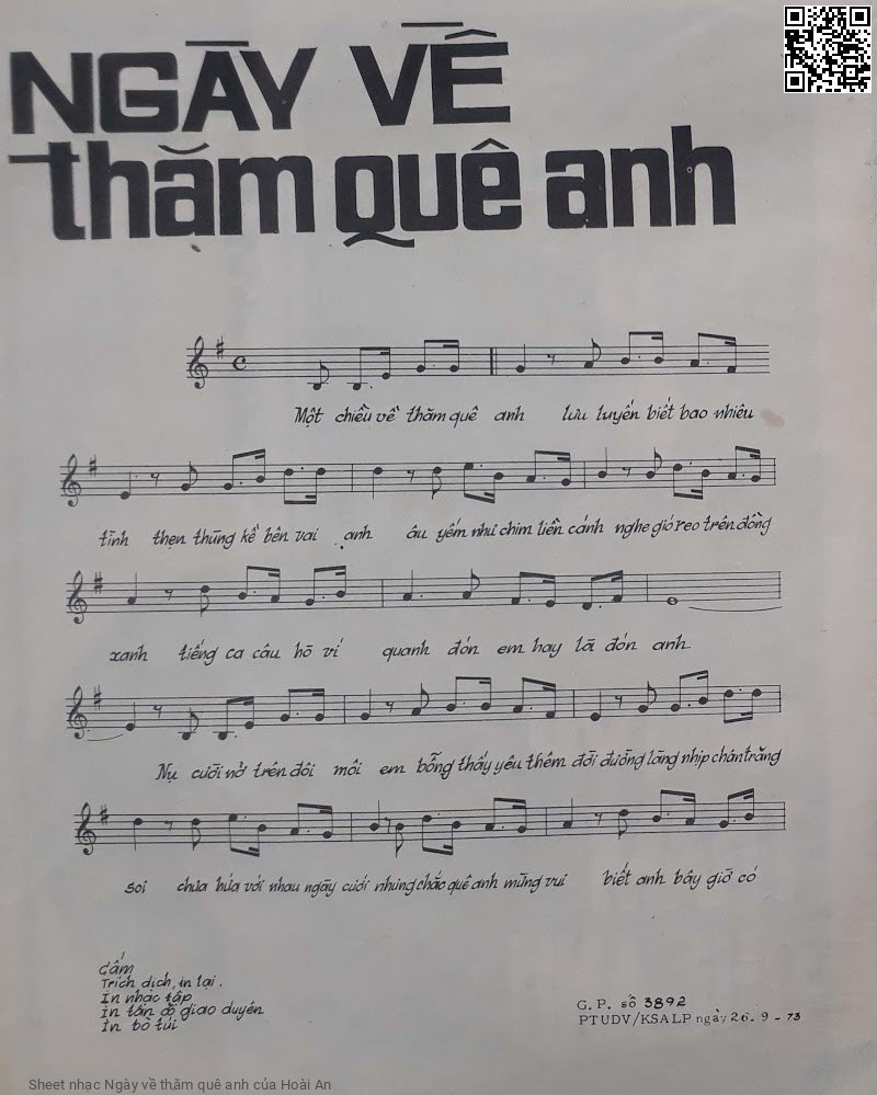 Trang 2 của Sheet nhạc PDF bài hát Ngày về thăm quê anh - Hoài An, 1. Một chiều về thăm quê  anh. Lưu luyến biết bao nhiêu tình Thẹn thùng kề bên vai  anh