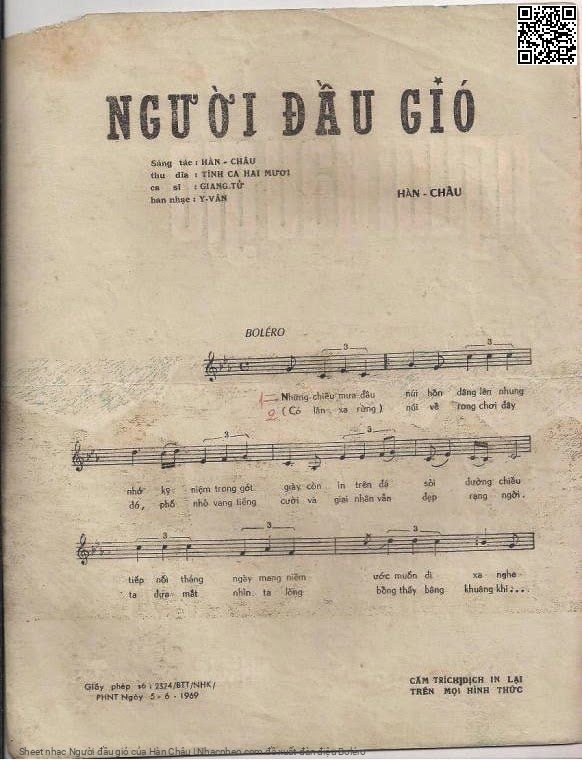 Trang 2 của Sheet nhạc PDF bài hát Người đầu gió - Hàn Châu, 1. Những chiều mưa đầu  núi hồn dâng lên nhung  nhớ. Kỷ niệm trong gót  giày còn in trên đá  sỏi đường chiều