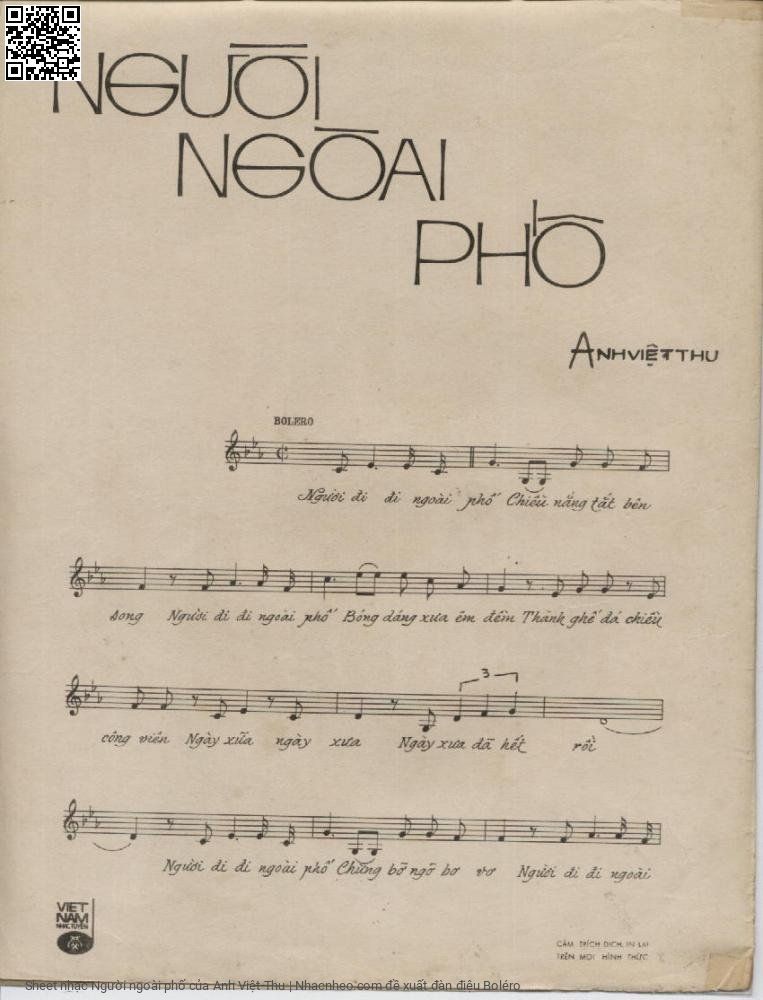Trang 2 của Sheet nhạc PDF bài hát Người ngoài phố - Anh Việt Thu, 1. Người đi đi ngoài  phố, chiều nắng tắt bên  sông. Người đi đi ngoài  phố, bóng dáng xưa êm đềm