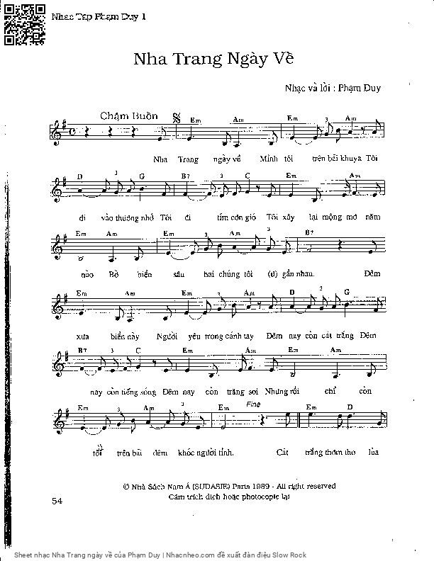 Trang 5 của Sheet nhạc PDF bài hát Nha Trang ngày về - Phạm Duy, 1. Nha  Trang ngày  về, mình  tôi trên bãi  khuya. Tôi  đi vào thương  nhớ, tôi  đi tìm cơn  gió