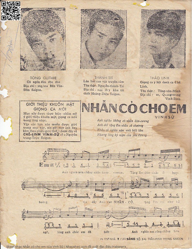 Trang 2 của Sheet nhạc PDF bài hát Nhẫn cỏ cho em - Vinh Sử, 1. Anh nghèo nên  chẳng nhẫn kim  cương. Tặng em theo  sính lễ huy  hoàng Thì  đây anh đan nhẫn  cỏ