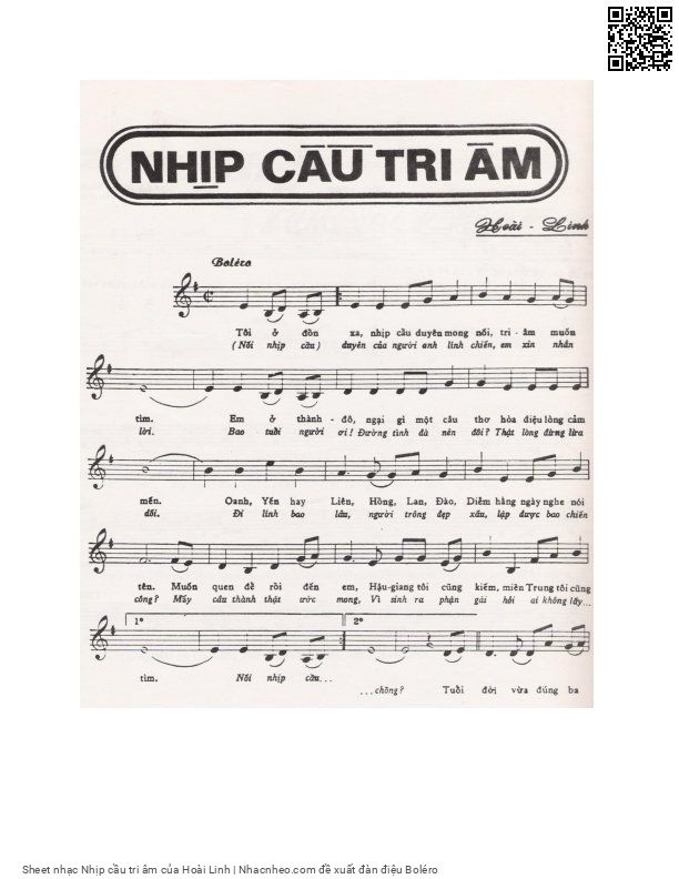 Sheet nhạc Nhịp cầu tri âm