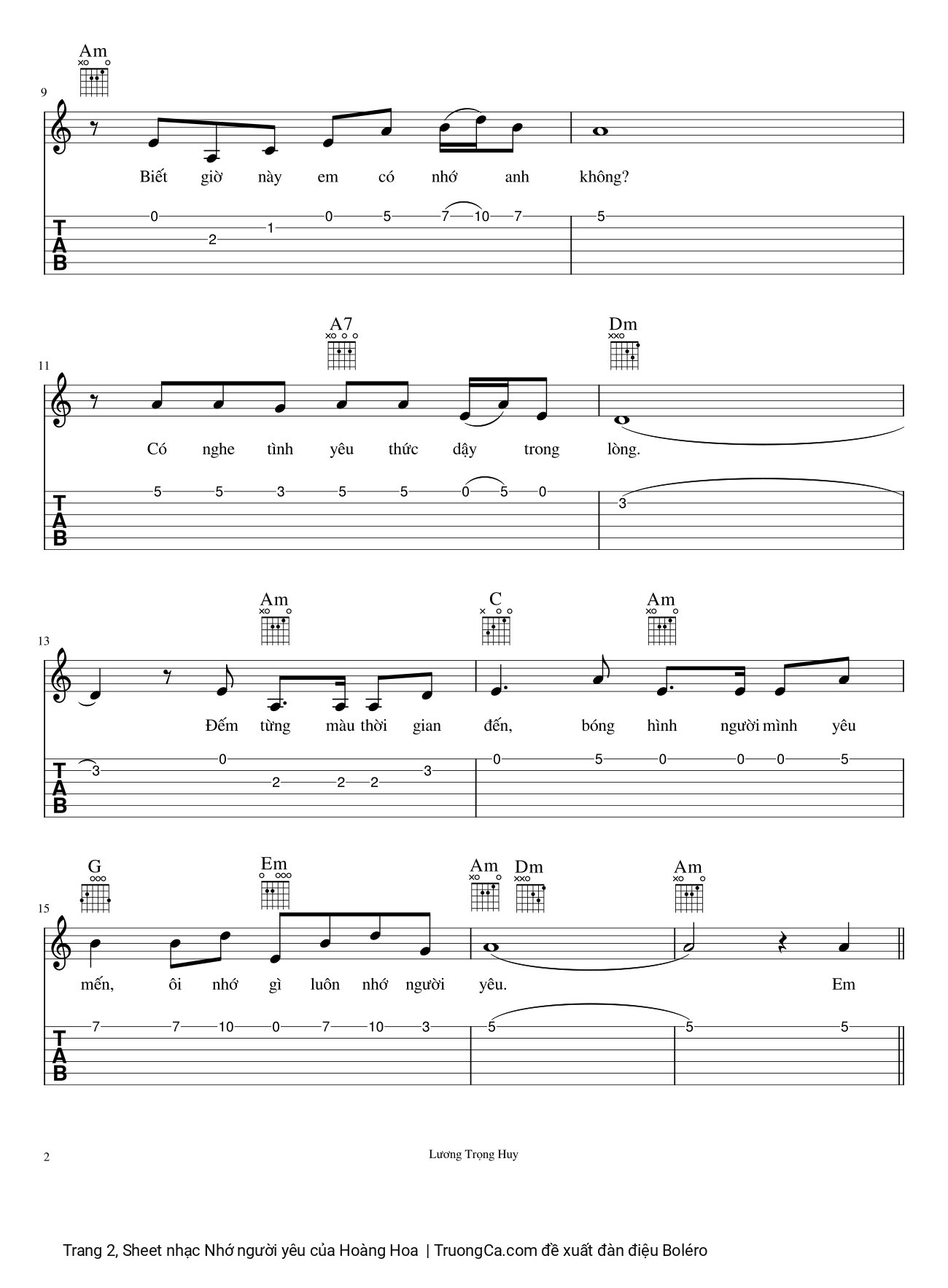 Thức trọn đêm nay để nhớ thương em Anh nghe tình yêu nhắc nhở êm đềm, Trang 2