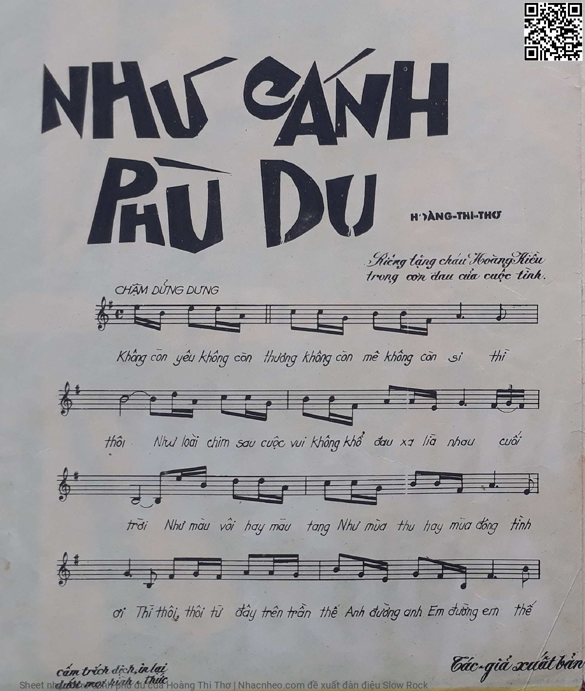 Trang 2 của Sheet nhạc PDF bài hát Như cánh phù du - Hoàng Thi Thơ, 1. Không còn  yêu không còn  thương không còn  mê không còn  si thì  thôi. Như loài  chim sau cuộc  vui không khổ  đau xa lìa  nhau cuối  đời