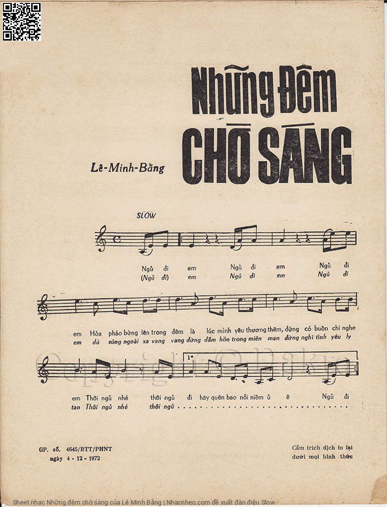 Trang 2 của Sheet nhạc PDF bài hát Những đêm chờ sáng - Lê Minh Bằng, 1. Ngủ đi  em  ngủ đi  em  ngủ đi  em. Hoả  pháo bừng lên trong  đêm Là  lúc mình yêu thương  thêm