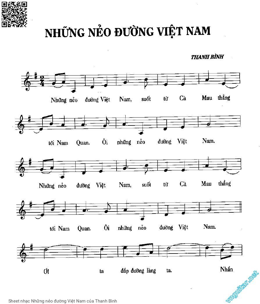 Trang 1 của Sheet nhạc PDF bài hát Những nẻo đường Việt Nam - Thanh Bình