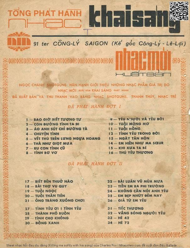 Trang 4 của Sheet nhạc PDF bài hát Nỗi đau dịu dàng (Killing me softly with his song) - Charles Fox, 1.  Ngồi nghe anh  hát thiên tình ca  ngỡ như đất  trời giao hòa. Và tai nghe  thấy một rừng âm vang  khúc hát dâng đời ta