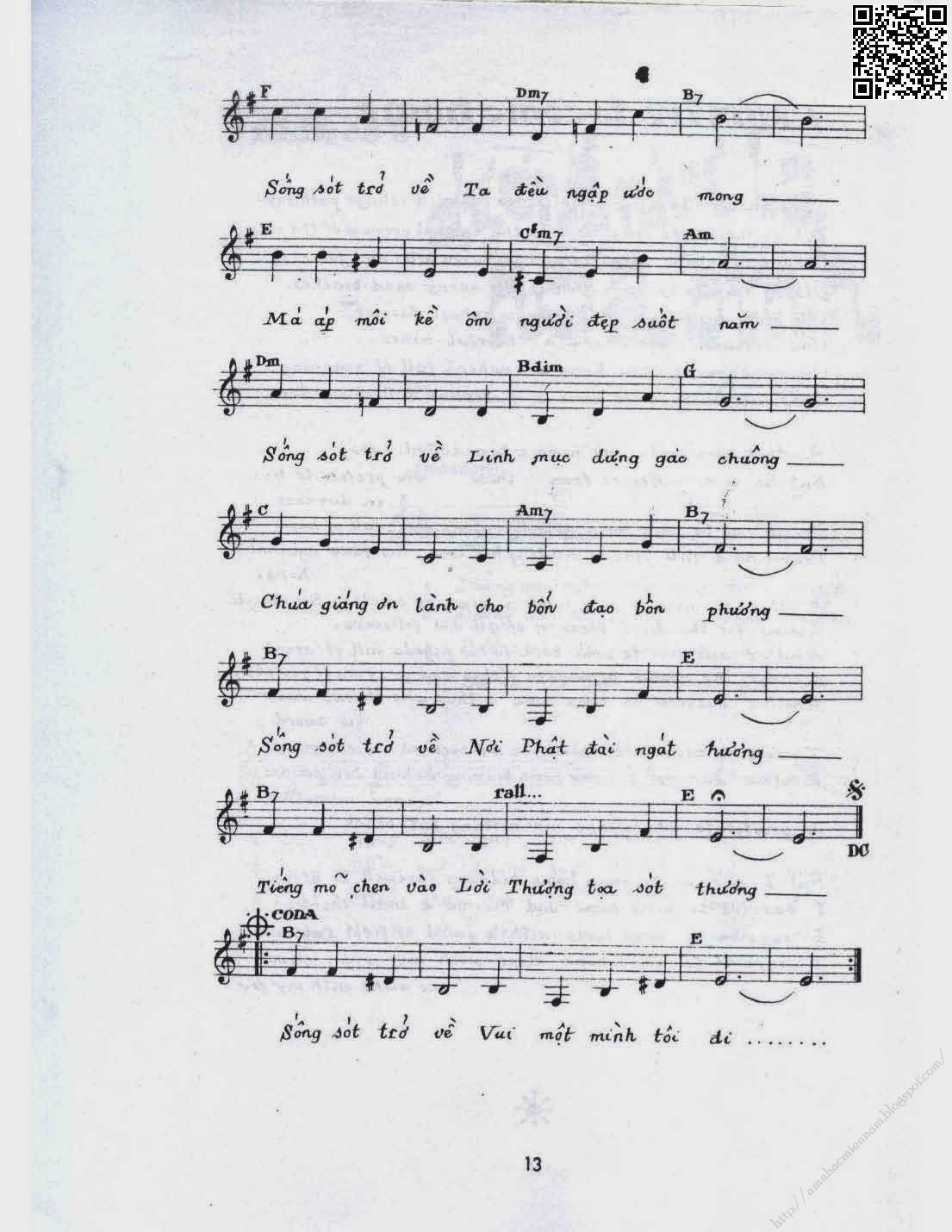 Trang 3 của Sheet nhạc PDF bài hát Bình ca 2 (Sống sót trở về) - Phạm Duy, 1.  Sống sót trở về, trên  đường làng tươi  mát. Sống sót trở về, trên  đại lộ thơm  ngát