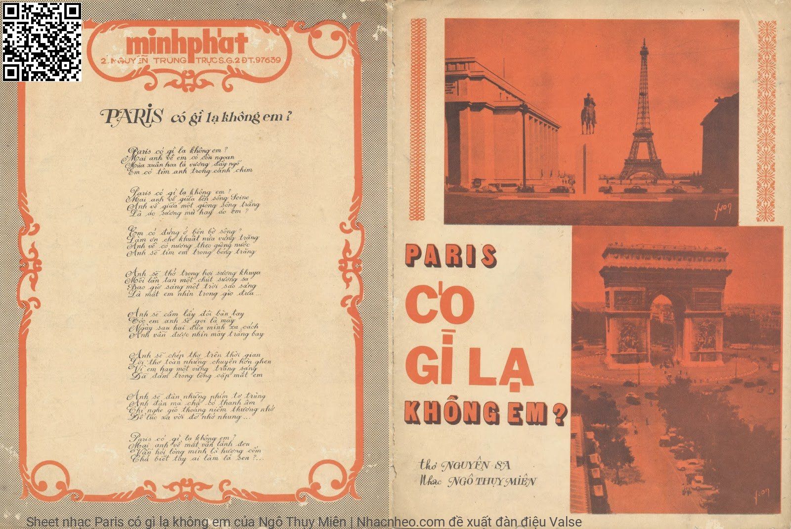 Trang 1 của Sheet nhạc PDF bài hát Paris có gì lạ không em - Ngô Thụy Miên, 1. Paris  có gì lạ không  em?. Mai anh  về em có còn  ngoan Mùa xuân hoa  lá vương đầy  ngõ