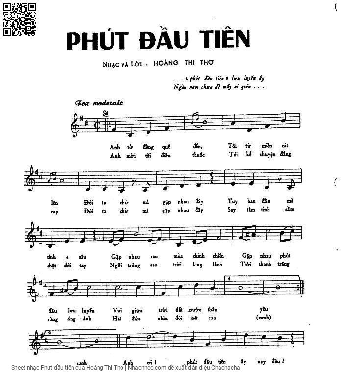 Trang 1 của Sheet nhạc PDF bài hát Phút đầu tiên - Hoàng Thi Thơ, 1.  Anh từ đồng quê đến. Em từ miền cát  lên Đôi ta  chừ mà  gặp nhau  đây