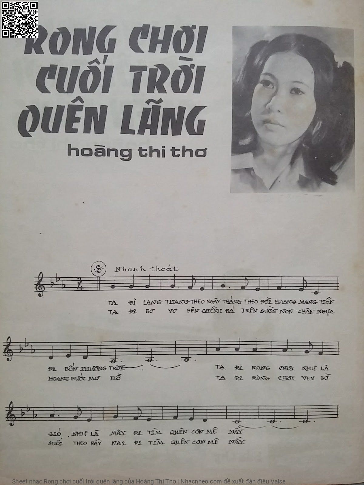 Trang 4 của Sheet nhạc PDF bài hát Rong chơi cuối trời quên lãng - Hoàng Thi Thơ, 1.  Ta đi lang thang theo ngày tháng. Theo đời  hoang mang buồn  đi bốn phương  trời Ta đi rong chơi như là gió, như là  mây