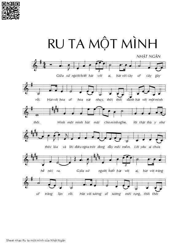 Sheet nhạc Ru ta một mình