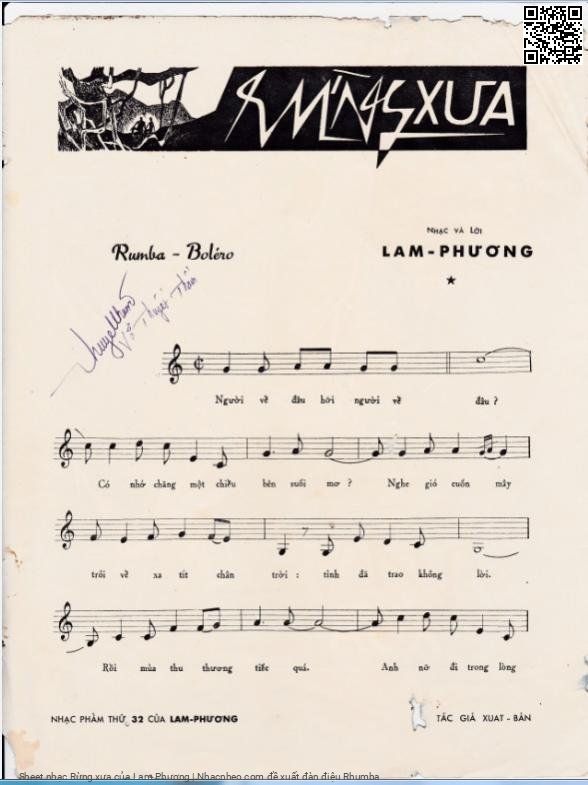 Trang 2 của Sheet nhạc PDF bài hát Rừng xưa - Lam Phương, 1. Người về đâu hỡi người về  đâu. Có nhớ chăng một chiều  bên suối mơ Nghe gió cuốn mây  trôi về xa tít chân  trời