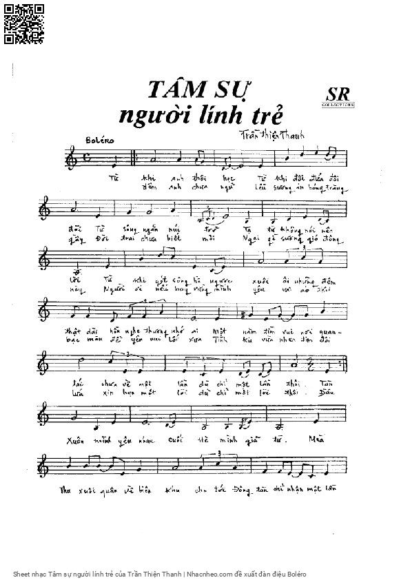 Trang 1 của Sheet nhạc PDF bài hát Tâm sự người lính trẻ - Trần Thiện Thanh, 1. Từ  khi anh thôi  học từ  khi đôi lứa đôi  đường. Từ  sông ngăn núi  trở tạ từ  không nói nên  lời