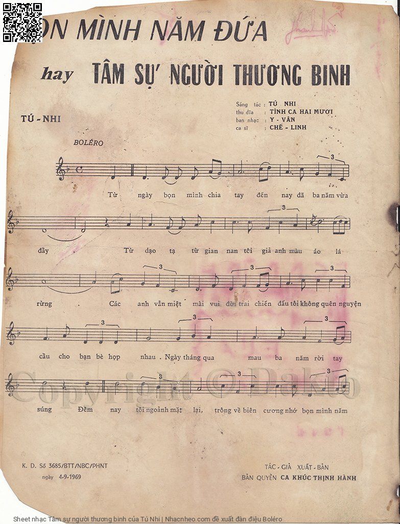 Trang 2 của Sheet nhạc PDF bài hát Tâm sự người thương binh - Tú Nhi, 1. Từ  ngày bọn mình chia  tay đến  nay đã ba năm vừa  đầy. Từ  dạo giã từ gian  nan thôi  trả anh màu  áo lãng  du