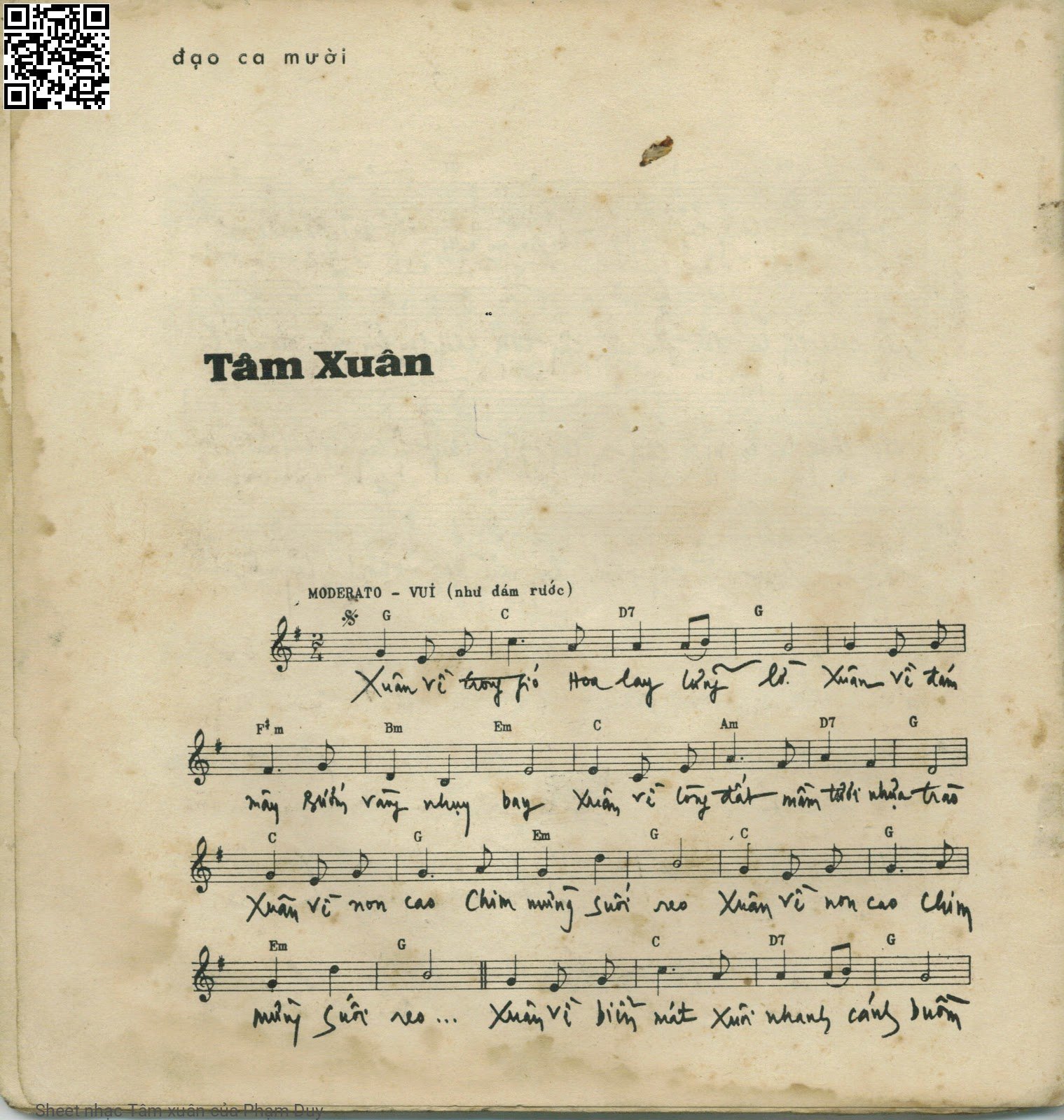 Sheet nhạc Tâm xuân - Phạm Duy