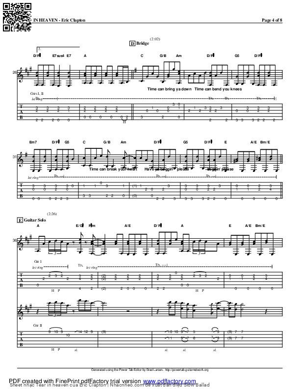 Trang 4 của Sheet nhạc PDF bài hát Tear in heaven - Eric Clapton, Intro:Would you  know my  name