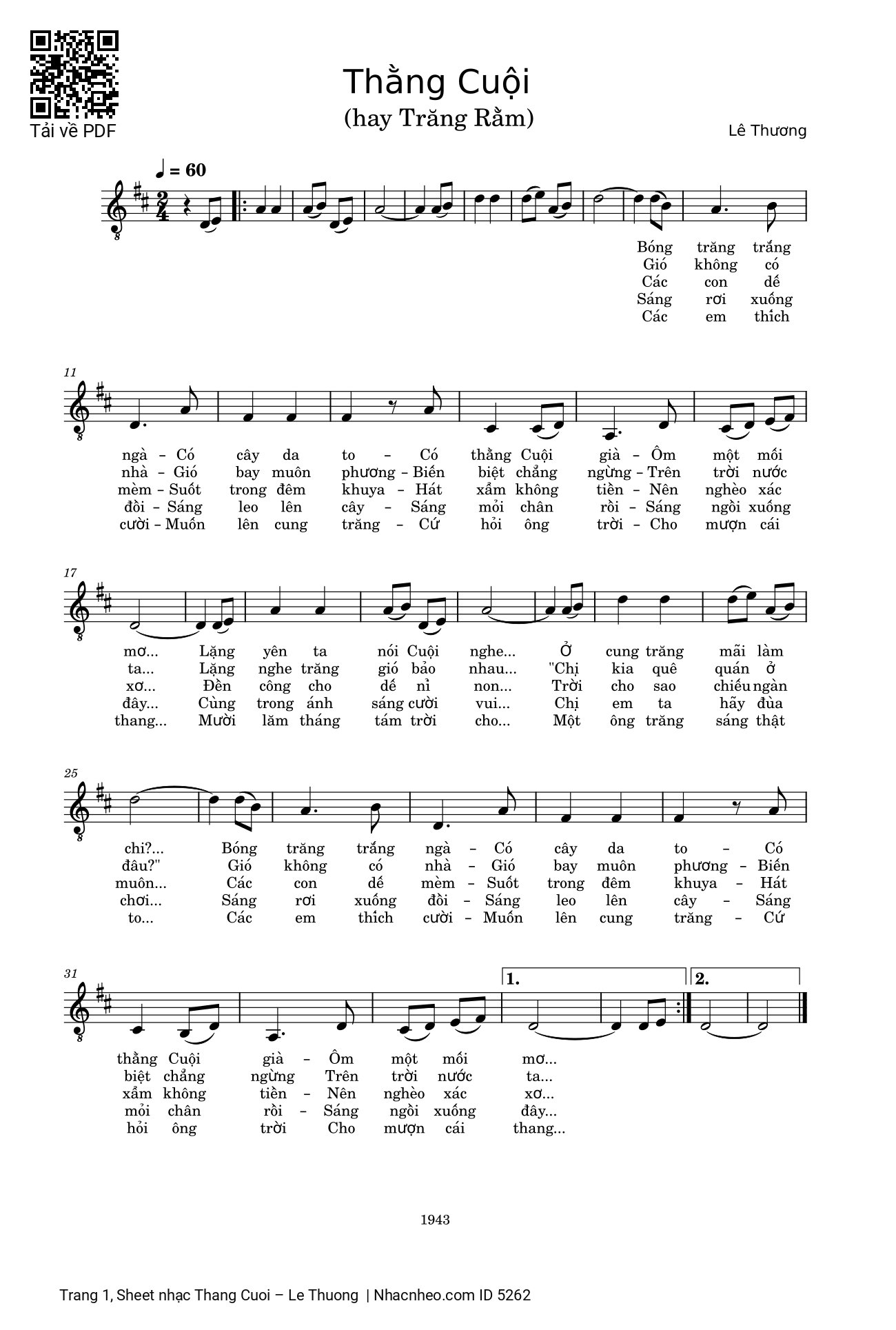 [Sheet] Thằng Cuội Piano PDF, hợp âm Piano, mp3/mp4/midi