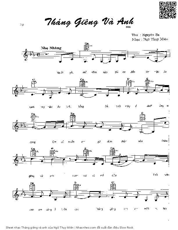 Trang 1 của Sheet nhạc PDF bài hát Tháng giêng và anh - Ngô Thụy Miên, Người yêu  nhỏ hôm nào thì sẽ đến. Em mặc áo  xanh hay mặc áo thêu  hồng Bầu trời  mây ở  dưới áng mi  cong