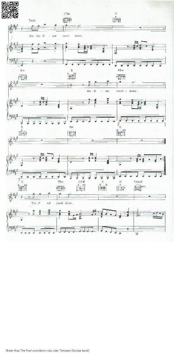 Trang 3 của Sheet nhạc PDF bài hát The final countdown - Joey Tempest (Europe band), Intro:  /.  1. We