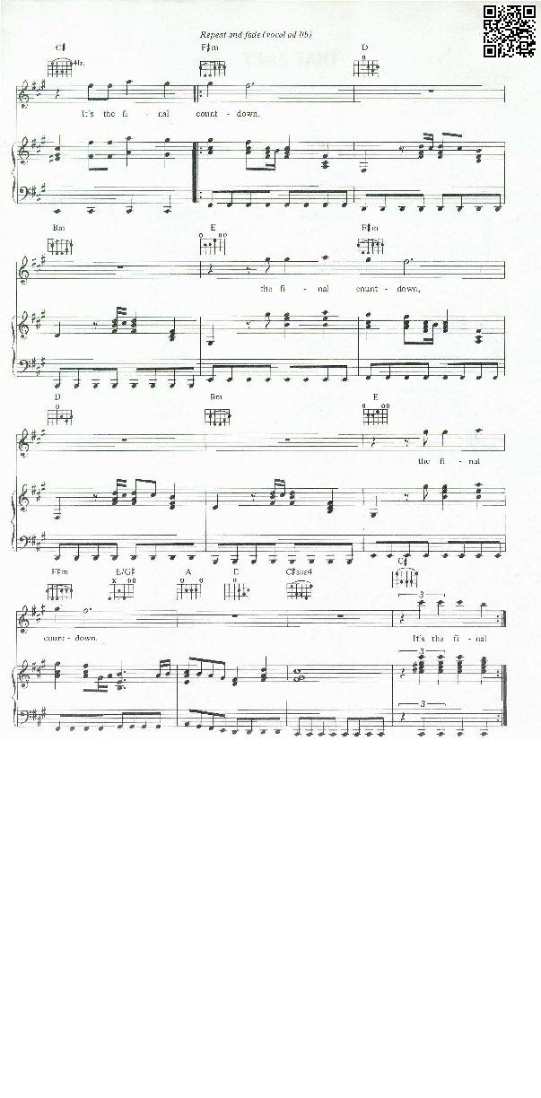 Trang 4 của Sheet nhạc PDF bài hát The final countdown - Joey Tempest (Europe band), Intro:  /.  1. We