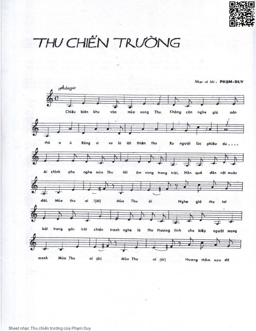 Sheet nhạc Thu chiến trường