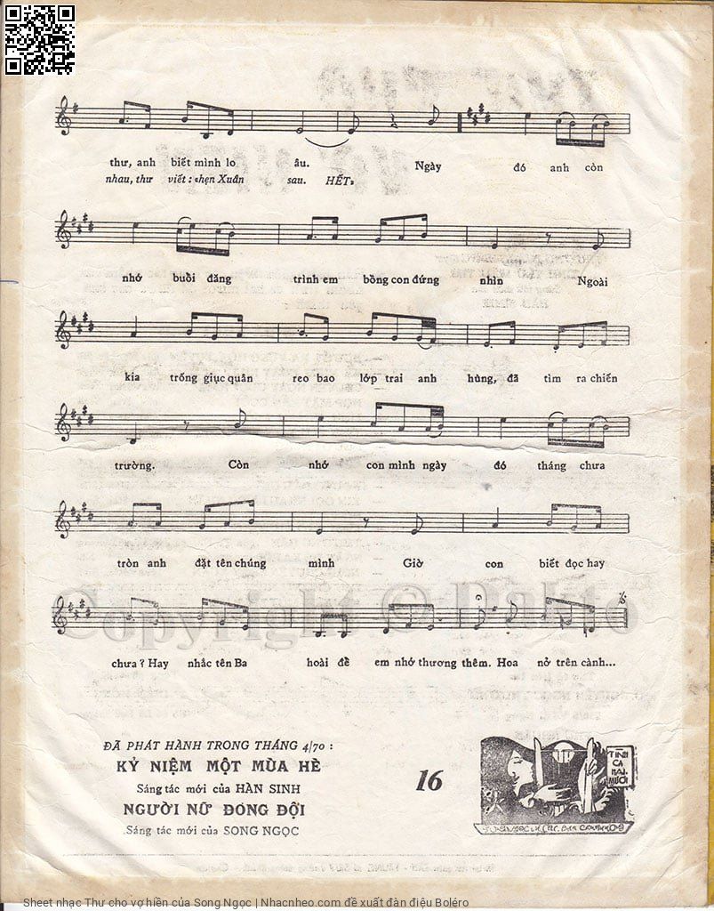 Trang 3 của Sheet nhạc PDF bài hát Thư cho vợ hiền - Song Ngọc, 1. Tôi ở đơn vị  xa. đã  lâu không về  nhà Khu  chiến từng quen  tên