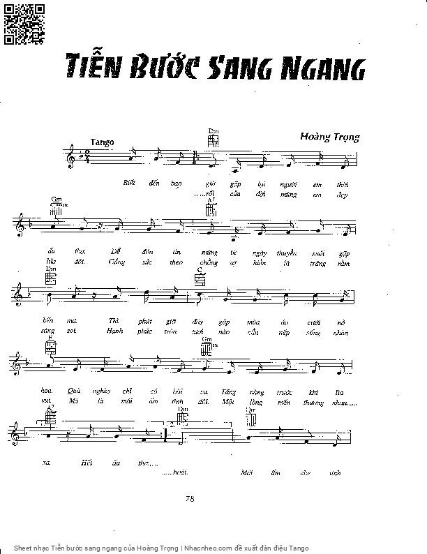 Trang 1 của Sheet nhạc PDF bài hát Tiễn bước sang ngang - Hoàng Trọng, 1. Biết đến bao  giờ gặp lại người em thời  ấu thơ. Để đón tin  mừng từ ngày thuyền xuân về bến  mơ