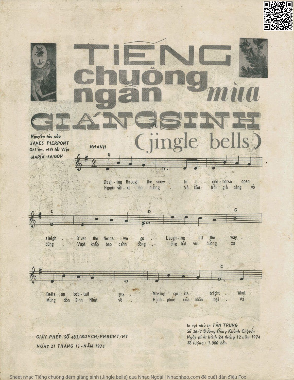 Trang 2 của Sheet nhạc PDF bài hát Tiếng chuông đêm giáng sinh (Jingle bells) - Nhạc Ngoại, Version 1: