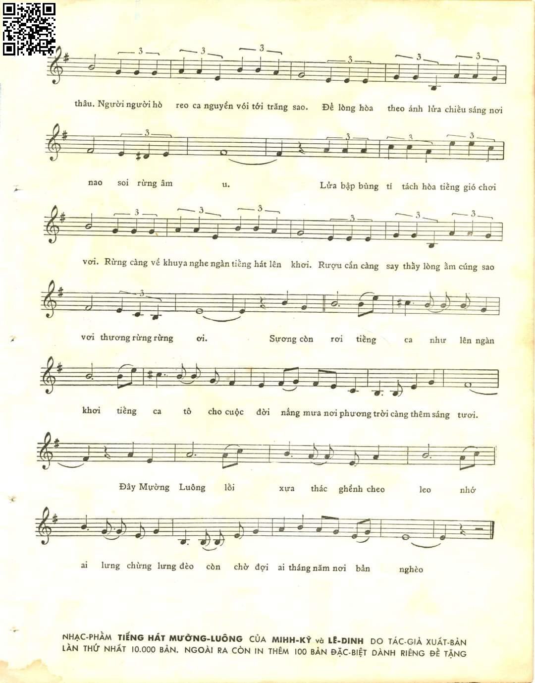 Trang 3 của Sheet nhạc PDF bài hát Tiếng hát Mường Luông - Lê Dinh, 1. Đây Mường  Luông, suối  reo vang trên đèo  xa. Những  đêm khuya trăng xế  tàn, tiếng ca ôi mặn  mà về nơi bản  xa