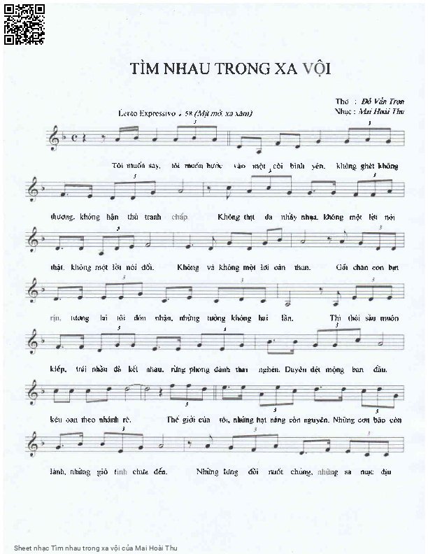 Sheet nhạc Tìm nhau trong xa vội