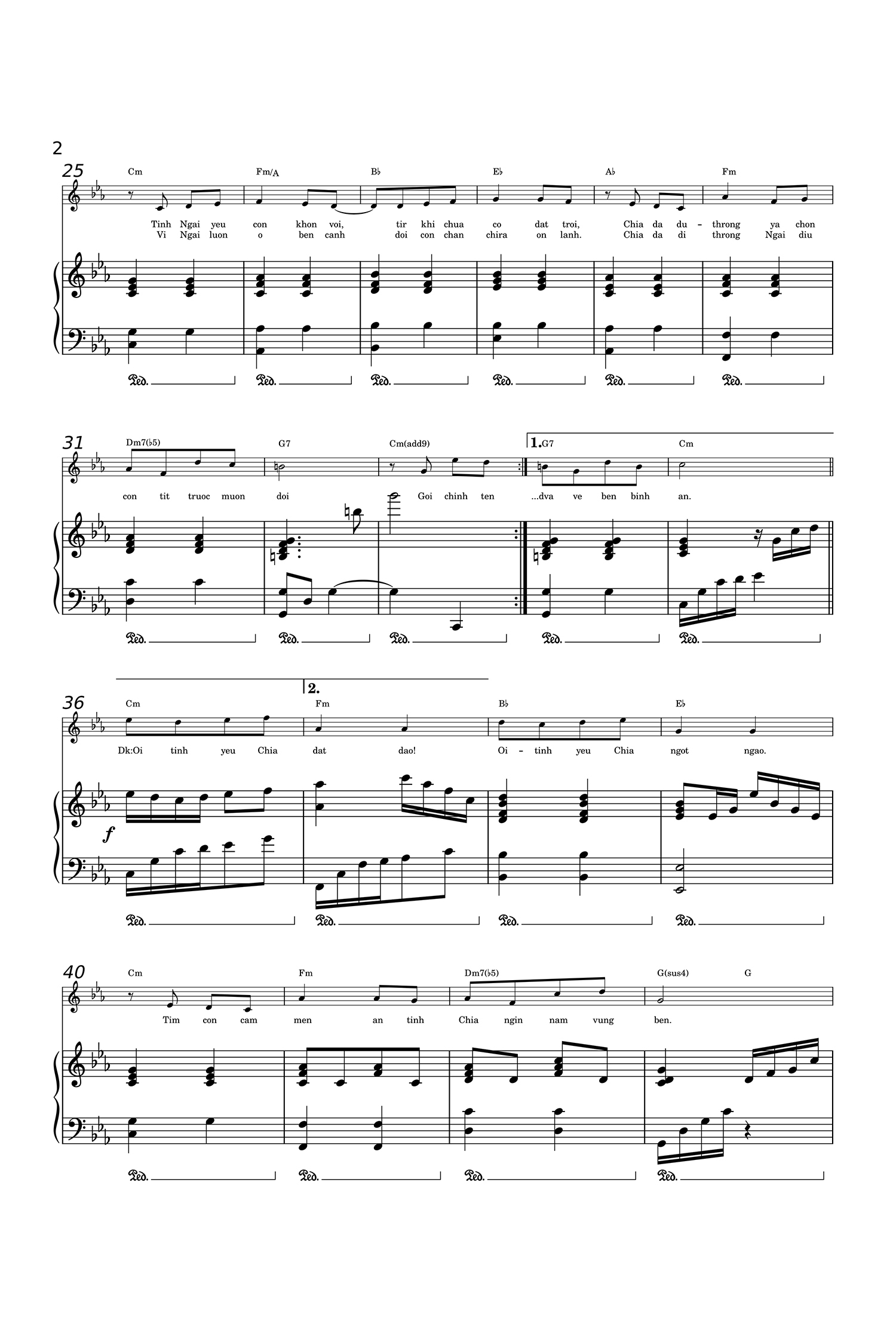 Trang 2 của Sheet nhạc PDF Piano bài hát Tình Chúa yêu con - Giang Tâm, Bao gồm sheet PIANO đệm hát và Sheet lời có nốt kèm sheet intro