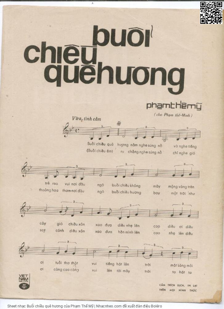 Trang 2 của Sheet nhạc PDF bài hát Buổi chiều quê hương - Phạm Thế Mỹ, 1. Buổi chiều quê  hương  nằm nghe súng  nổ. Và nghe tiếng trẻ reo vui nơi đầu  ngõ