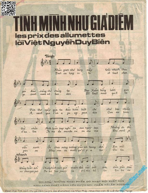 Trang 2 của Sheet nhạc PDF bài hát Tình mình như giá diêm (Le prix des allumettes) - Nhạc Pháp, 1. Tout va trop  vite et tout change sans nous at tendre. Et tout nous quitte avant que l´on ait pu com prendre