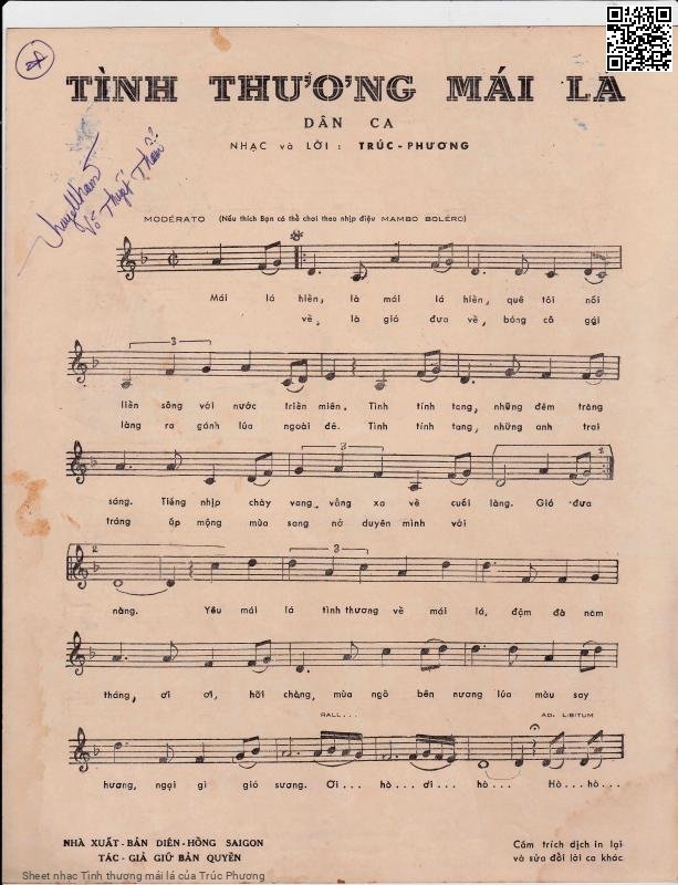 Trang 2 của Sheet nhạc PDF bài hát Tình thương mái lá - Trúc Phương, 1. Mái lá  hiền là mái lá hiền. Quê tôi nối  liền sông với nước triền  miên Tình tính  tang những đêm trăng  sáng